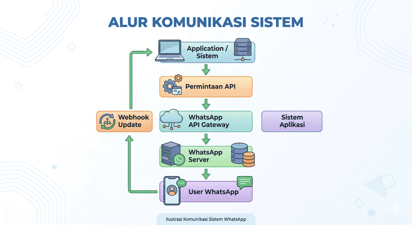 Skema Integrasi WhatsApp API Gateway untuk sistem bisnis